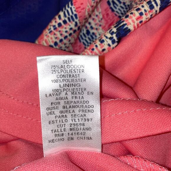 YA LOS ANGELES Pink and Blue Midi Over the Knee Dress Blue Hem Sleeveless Medium - Picture 11 of 14